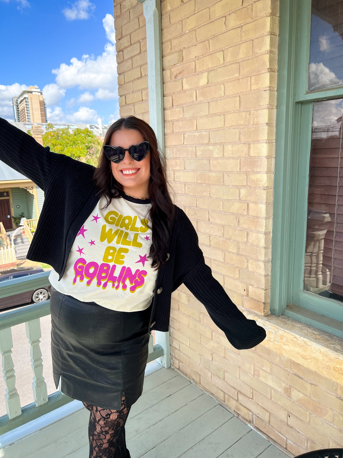 girls will be goblins ringer tee