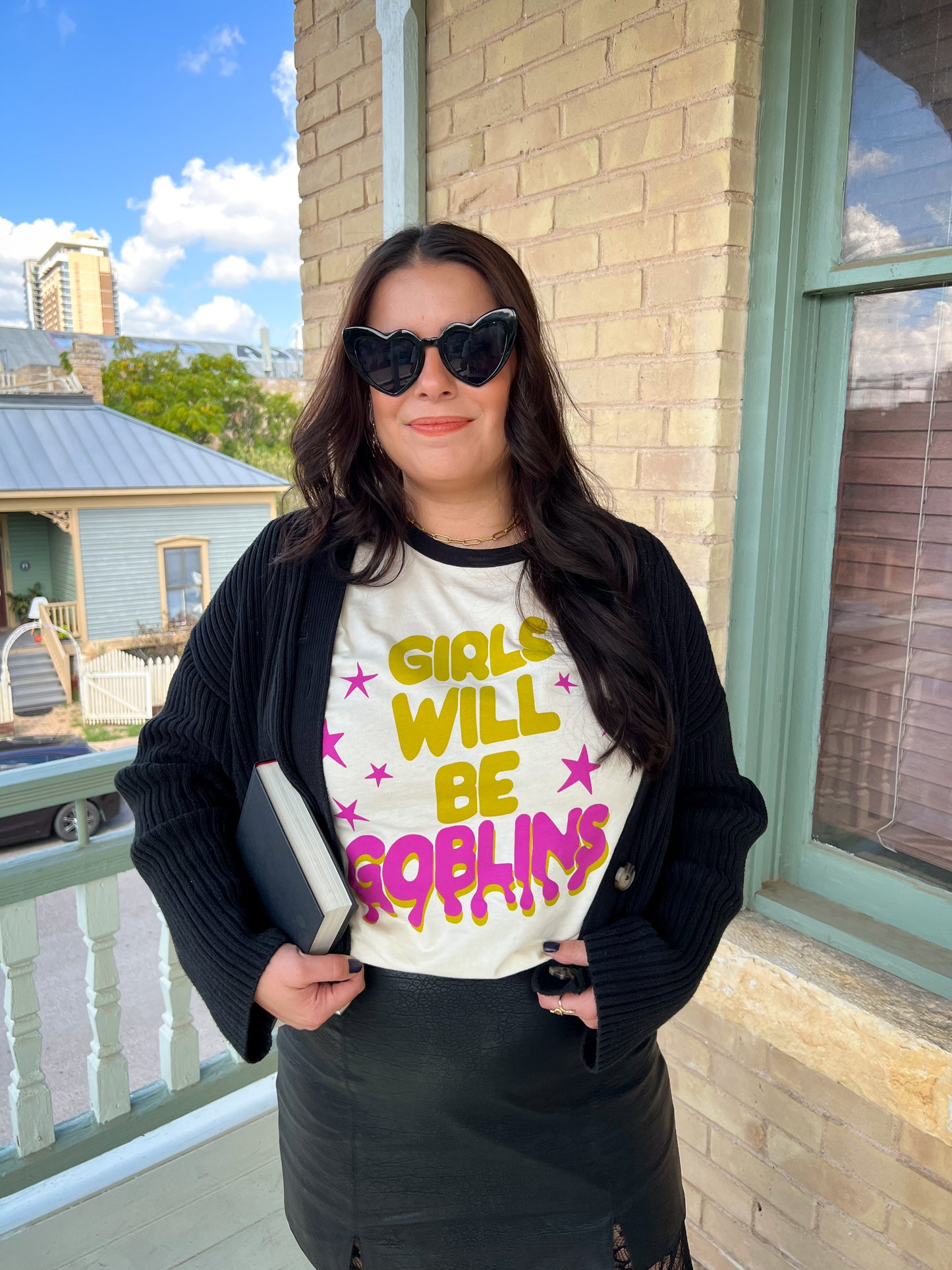 girls will be goblins ringer tee