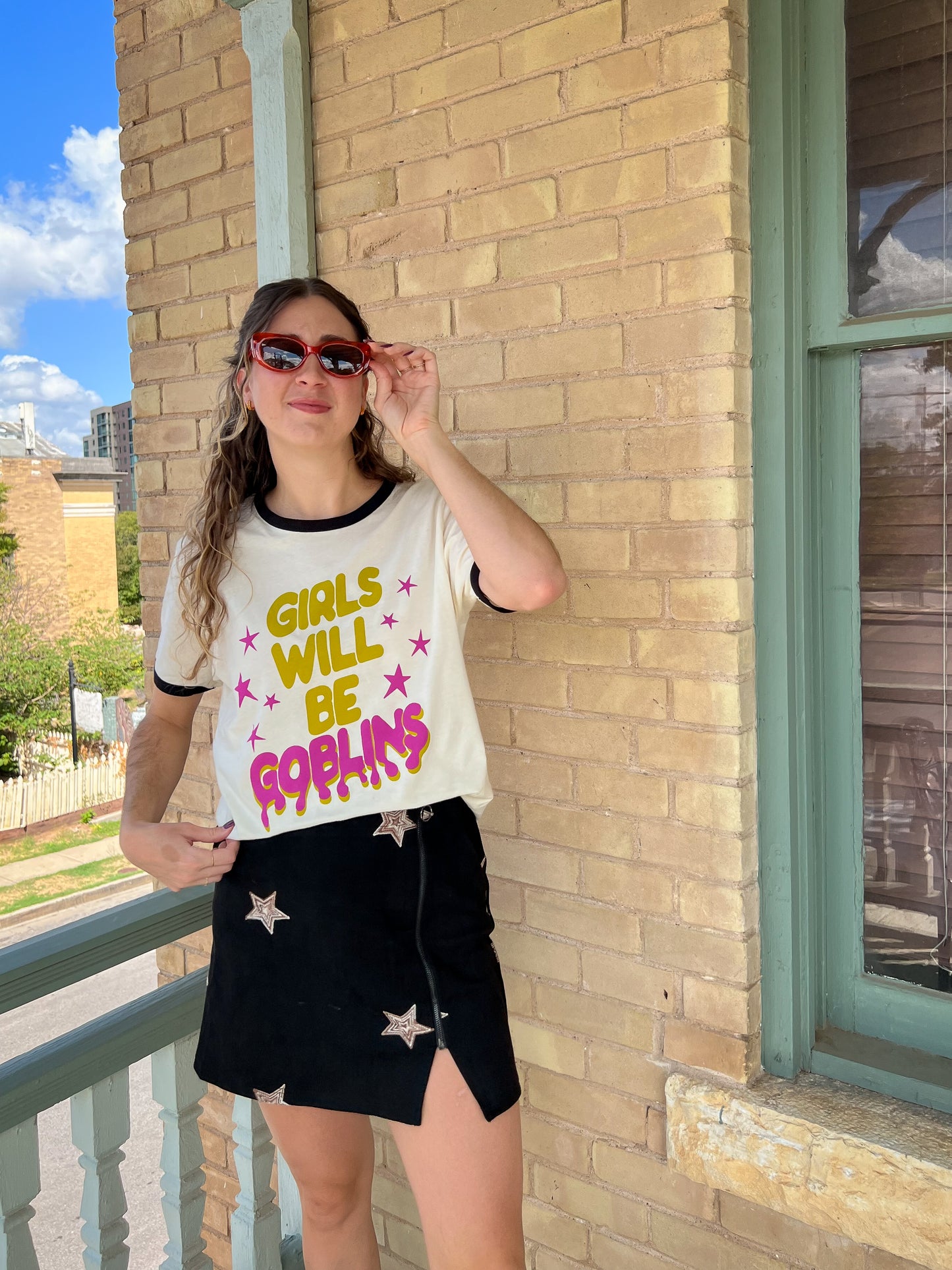 girls will be goblins ringer tee