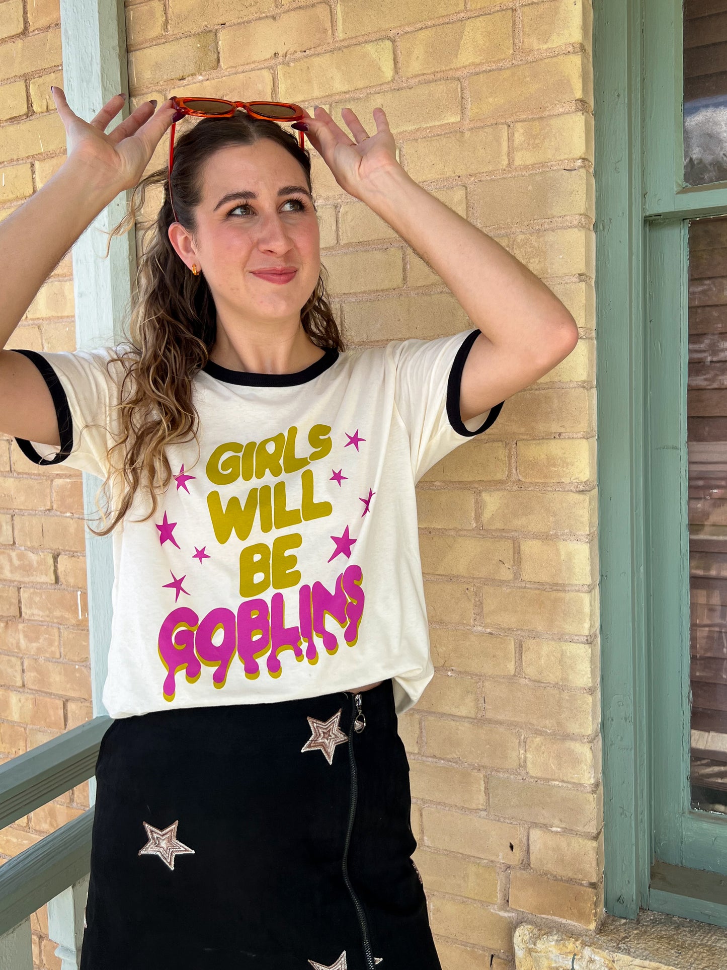 girls will be goblins ringer tee